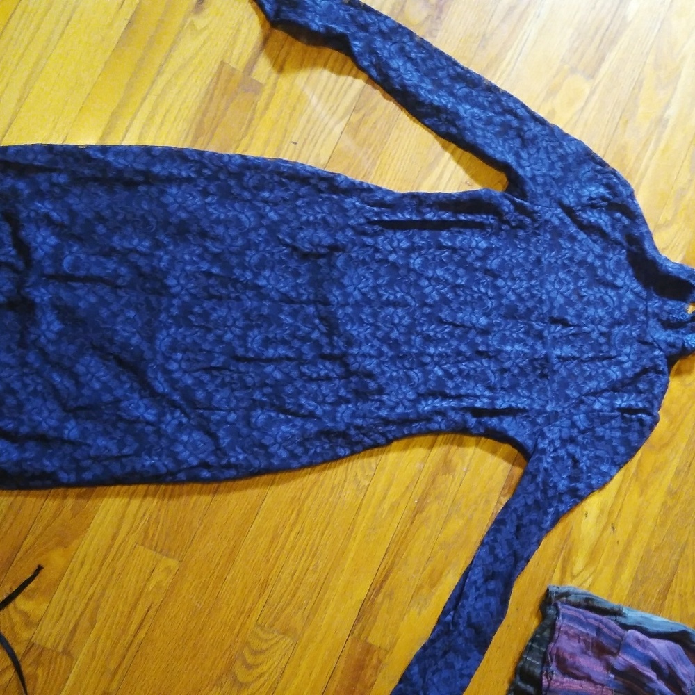 BeBe Blue lace backless dress